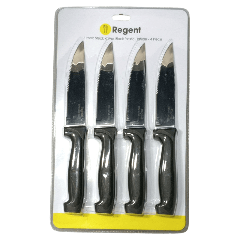 Knife Jumbo Steak 4pc Black Handle x 1