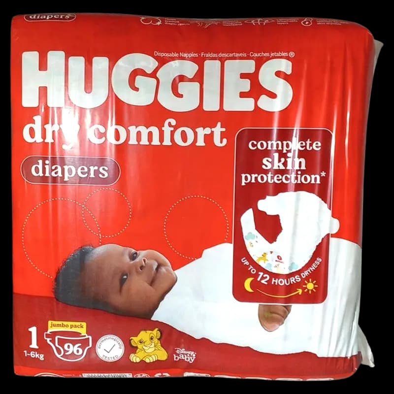 Nappies 96's Huggies Dry Comf No.1 Jumbo x 1 - 6001019912111 (#1)