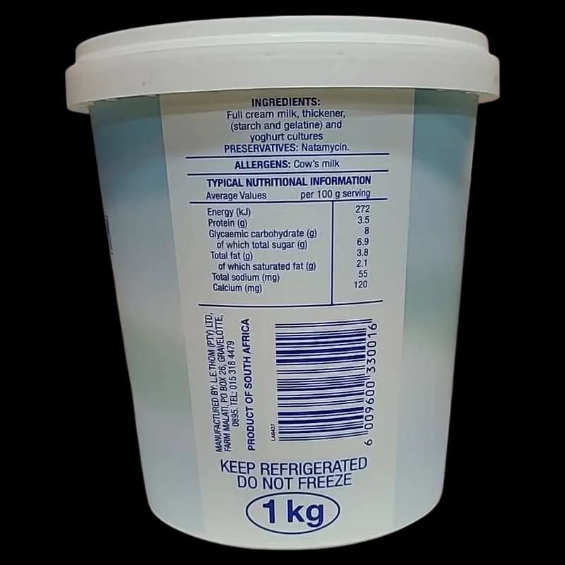 Yoghurt 1L Plain  Malati  x 1 - 6009600330016 (#2)