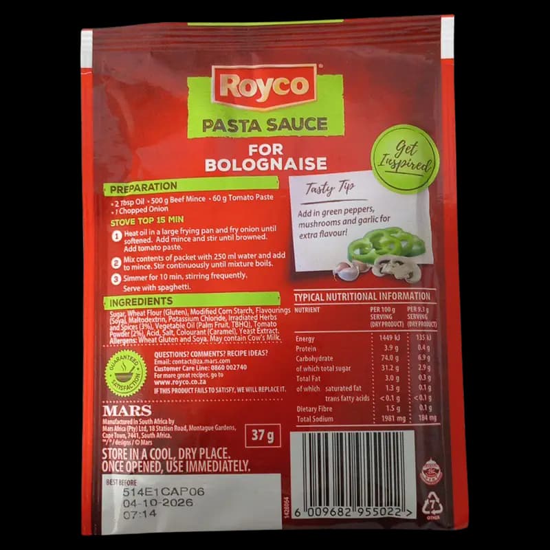 Royco PstaSce Sauce Bolognaise 37g x 1 - 6009682955022 (#2)