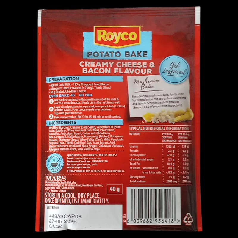 Royco Potato Bake Crm/Cheese & Bacon 40g x 1 - 6009682956418 (#2)
