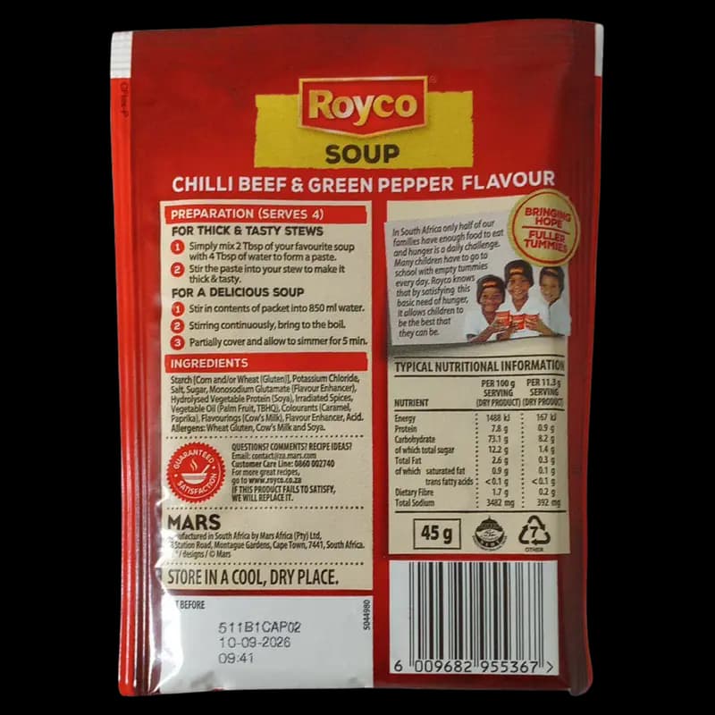 Royco Soup Chilli Beef GrPep 45g x 1 - 6009682955367 (#2)