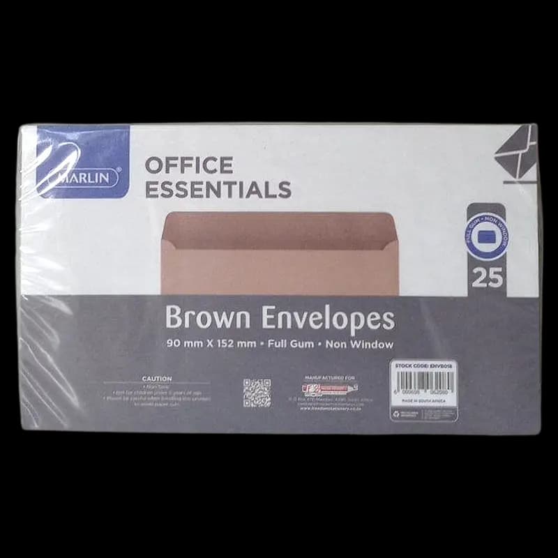 Envelopes Brown 90mmx152mm 25's Gum x 1 - 6009698062080 (#1)